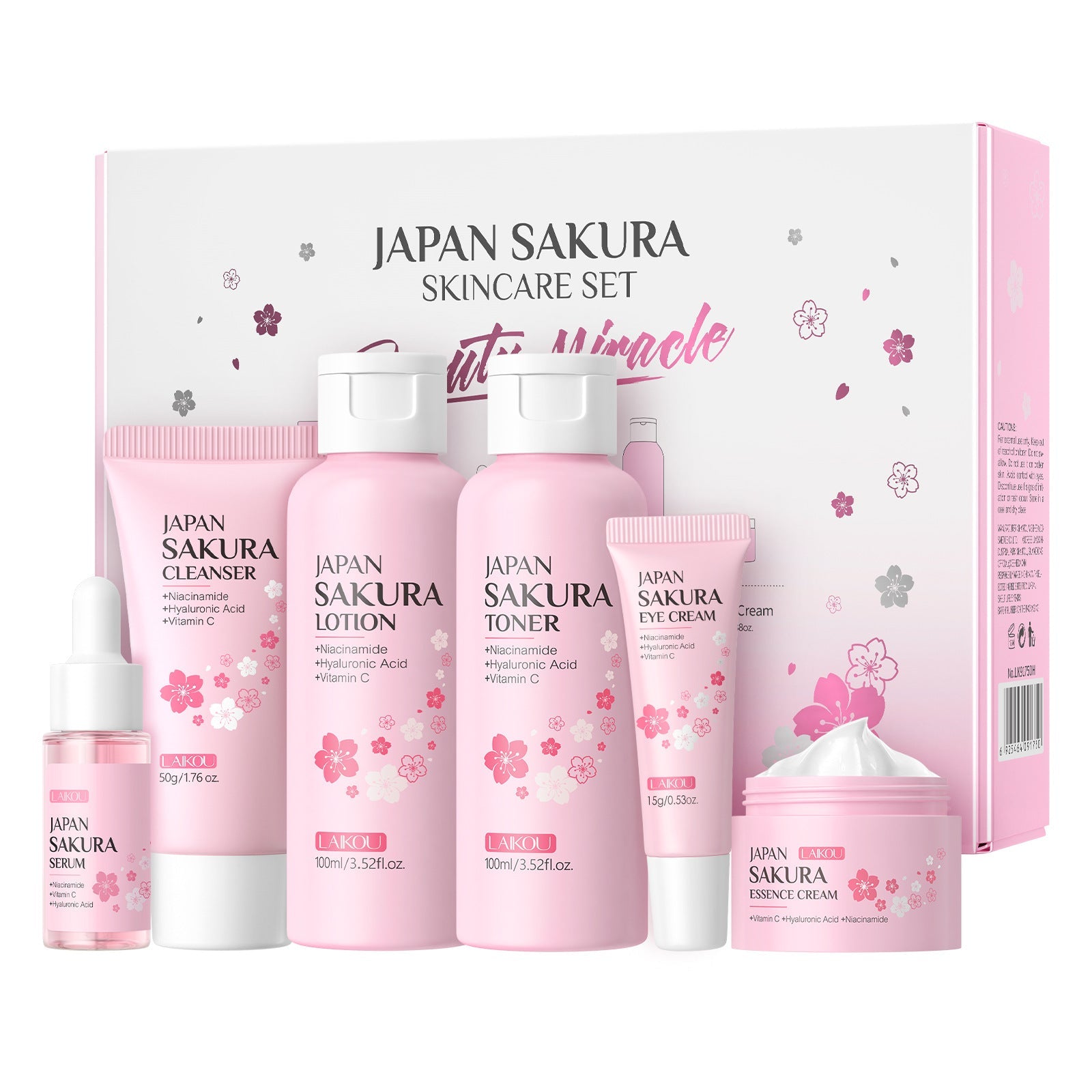 LAIKOU skincare set 6-piece set: cleansing toner, lotion, essence, eye cream, essence, cream, skincare products selling well across borders