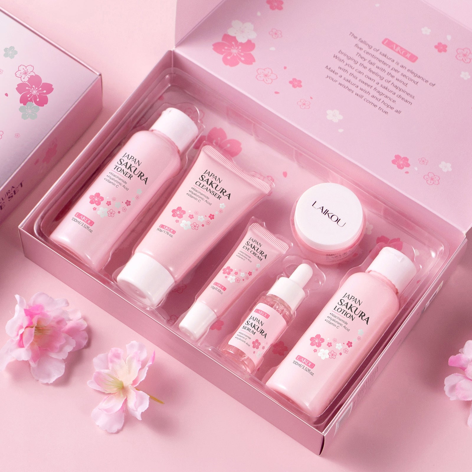LAIKOU skincare set 6-piece set: cleansing toner, lotion, essence, eye cream, essence, cream, skincare products selling well across borders