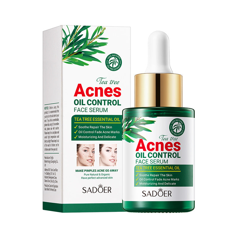 Cross-border in-stock tea tree oil-control skincare products, SADOER acne treatment essence, lotion gel, cream, direct export factory sales