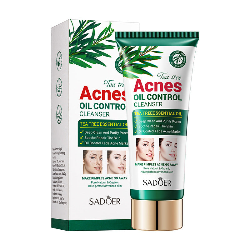 Cross-border in-stock tea tree oil-control skincare products, SADOER acne treatment essence, lotion gel, cream, direct export factory sales