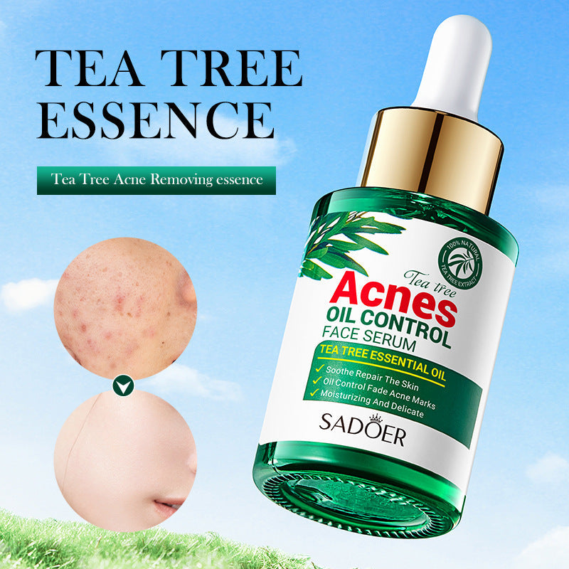 Cross-border in-stock tea tree oil-control skincare products, SADOER acne treatment essence, lotion gel, cream, direct export factory sales