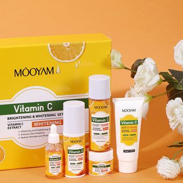 Cross-border VC moisturizing set set of moisturizing water essence lotion essence cream and cleansing milk to brighten the skin and radiate the skin