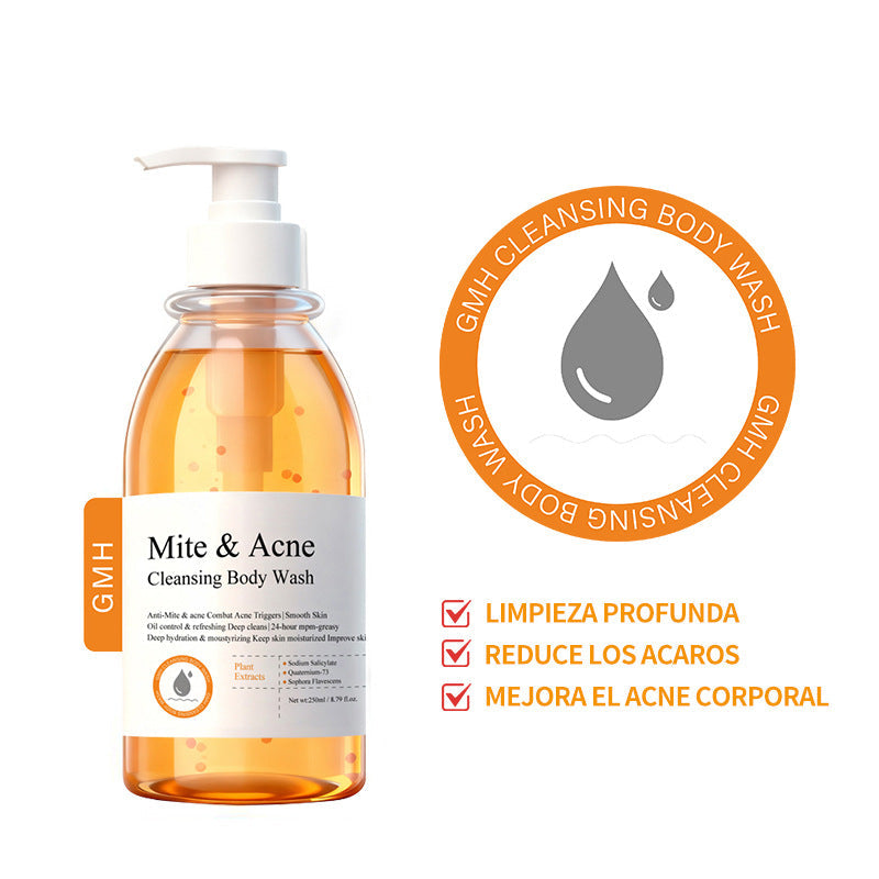 TK cross-border bestselling cleansing shower gel, body care, mite removal, acne treatment shower gel, cross-border exclusive brand stickers