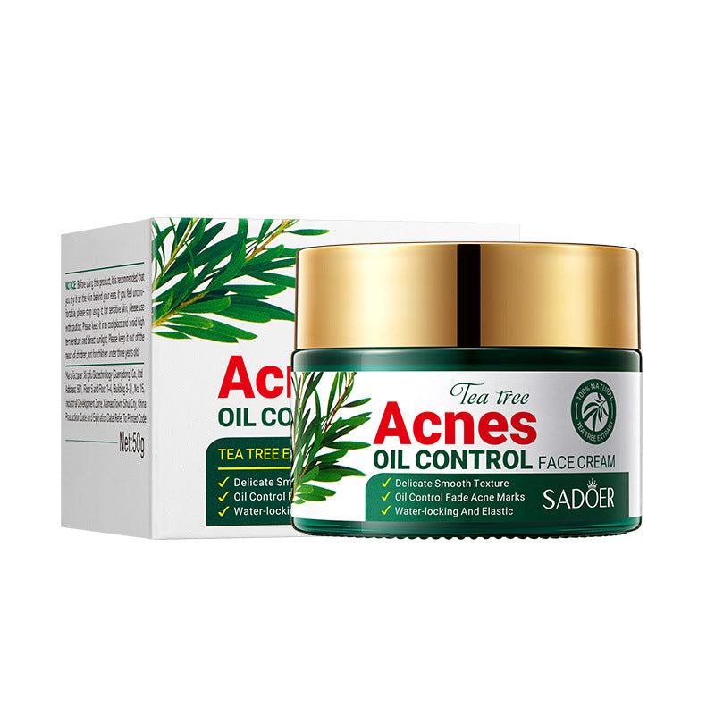 Cross-border in-stock tea tree oil-control skincare products, SADOER acne treatment essence, lotion gel, cream, direct export factory sales